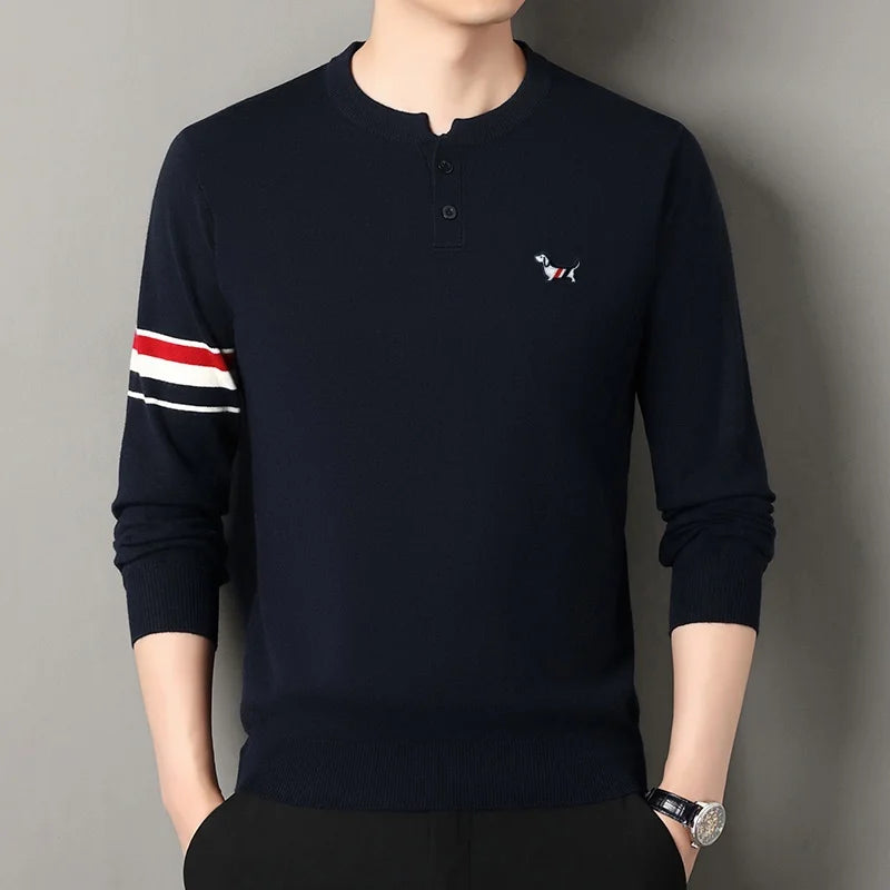 Hot Selling High-Quality Men's Knitted Sweaters New Arrivals O-Neck Wool Cartoon Dog Print Pullover Winter Versatile Menswear