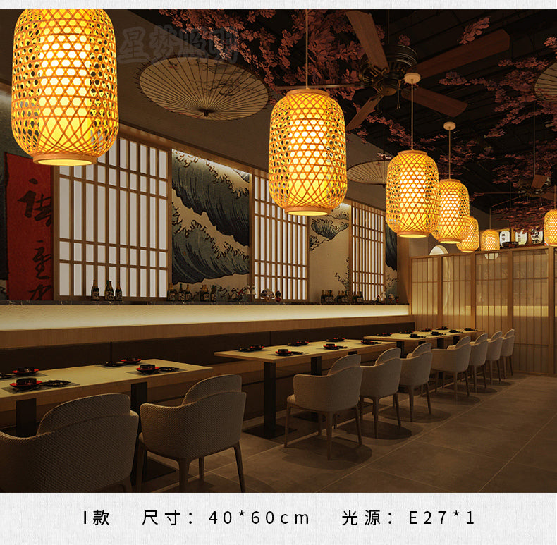 Bamboo Artwork Chandelier Lantern Tea Room Restaurant Restaurant Hot Pot Restaurant Japanese Style Retro Zen
