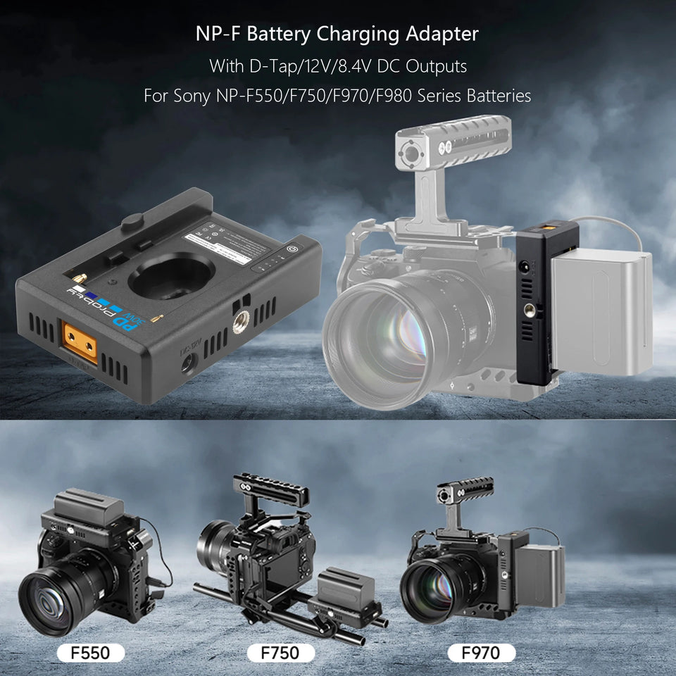 PD30W NP-F Battery Charger Battery Adapter Plate Cold Shoe Adapter 1/4in for NP-F550 F750 F970 for BMPCC 4K 6K DSLR ILDC