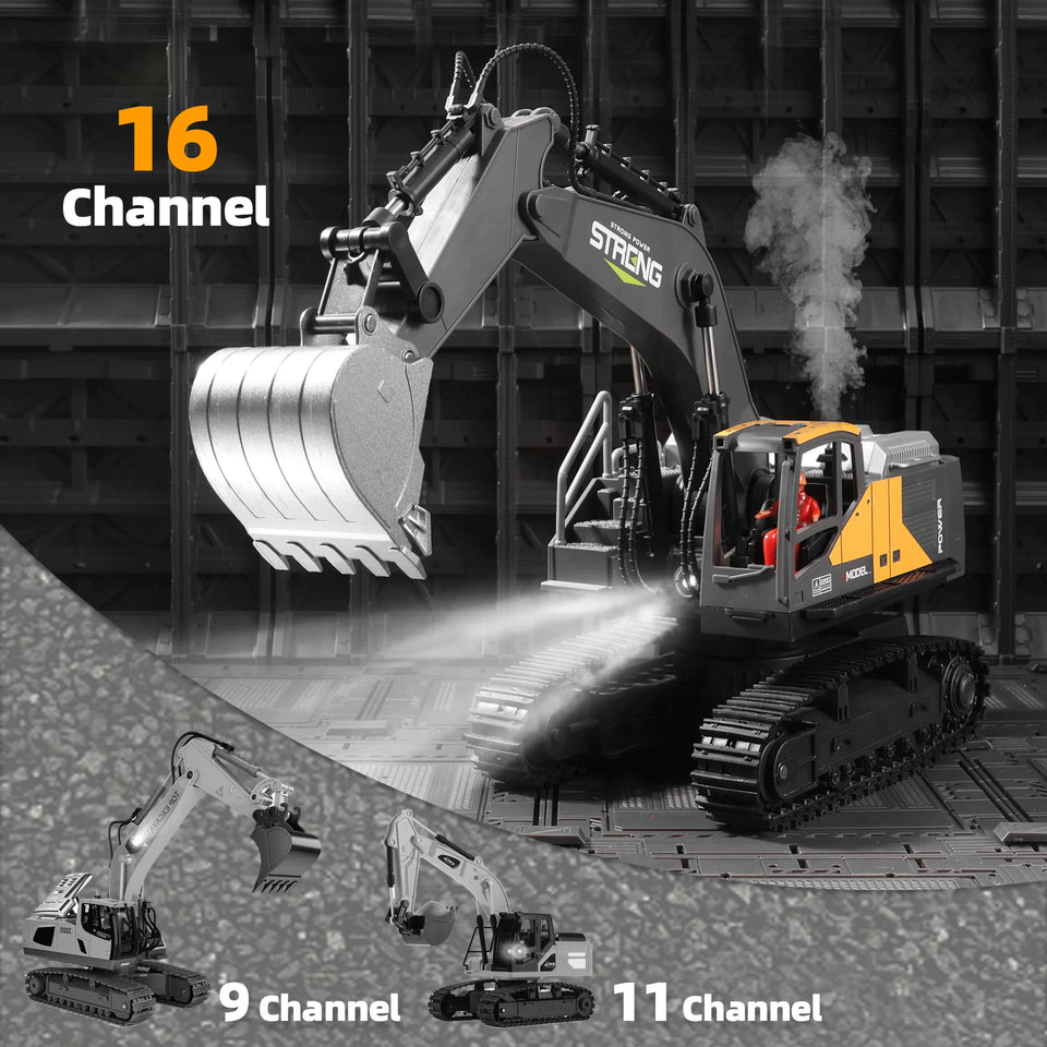 ZWN 1/16 1/20 Remote Control Excavator Dump Truck RC Model Car Toy Professional Alloy Simulation Construction Vehicle for Kids