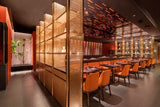 Custom Restaurant Interior Decoration Design Modern Restaurant Dining Table Set Commercial Metal Frame Bar Counter