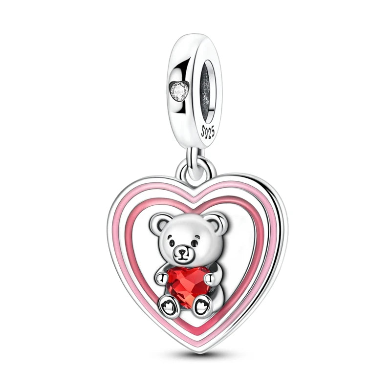 Red Series 925 Sterling Silver Koi Firecracker Dragon Heart Mushroom Coffee Machine Charm Fit DIY Bracelet Necklace Niche Gifts