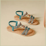 Women's sandals summer bohemian one line elegant slimming anti slip comfortable daily vacation flat beach shoes