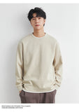 Men's Long Sleeve Casual Hoodie Loose Fit Round Neck White Top For Spring Autumn Versatile Sweatshirt Trendy Brand Men's Wear