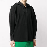 Miyake Pleated Men's Sweatshirt Hoodie Classic Pleated 2025 Summer New Tops Loose Casual Simple Drawstring Pullover Hoodie Male