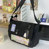 Y2K Japanese Harajuku School Bags for Teenage Girls New Transparent Itabag Crossbody Bag DIY Badges Display Plate Ita Bag
