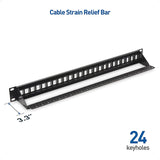 ZoeRax 24Port RJ45 Shielded Patch Panel Network Patch Panel 19 Inch, Ethernet Patch Panel with Cable Management and Support Bar