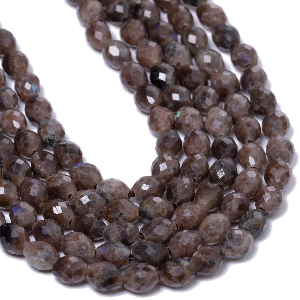 5x6mm Natural Stone Coffee Labradorite Faceted Rice Shape Beads For Jewelry Making Handmade Bracelet Party Gift DIY Accessories