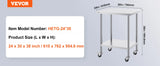 VEVOR Stainless Steel Work Prep Table with 4 Wheels 3 Adjustable Height Levels Heavy Duty Food Prep Worktable for Hotel Home