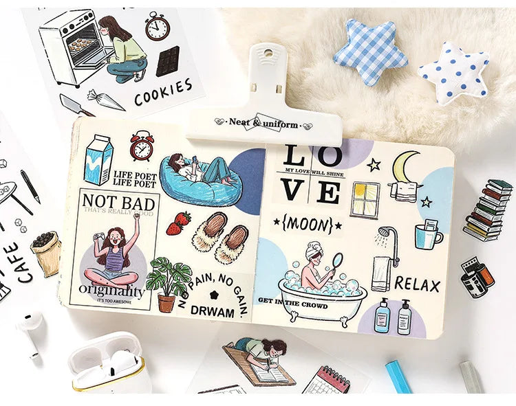 JIANWU Good Collection Book Series Vintage Life Character Landscape Material Collage PET Sticker Creative DIY Journal Stationery