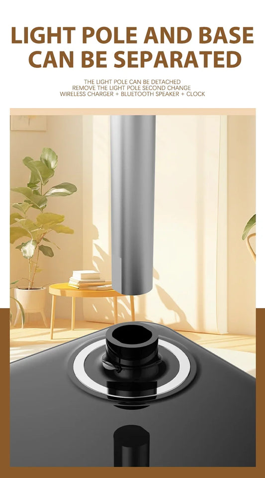Multifunction LED Desk Lamp Wireless Charger Pad Stand Clock Bluetooth Speaker Night Light USB Port Night Lighting