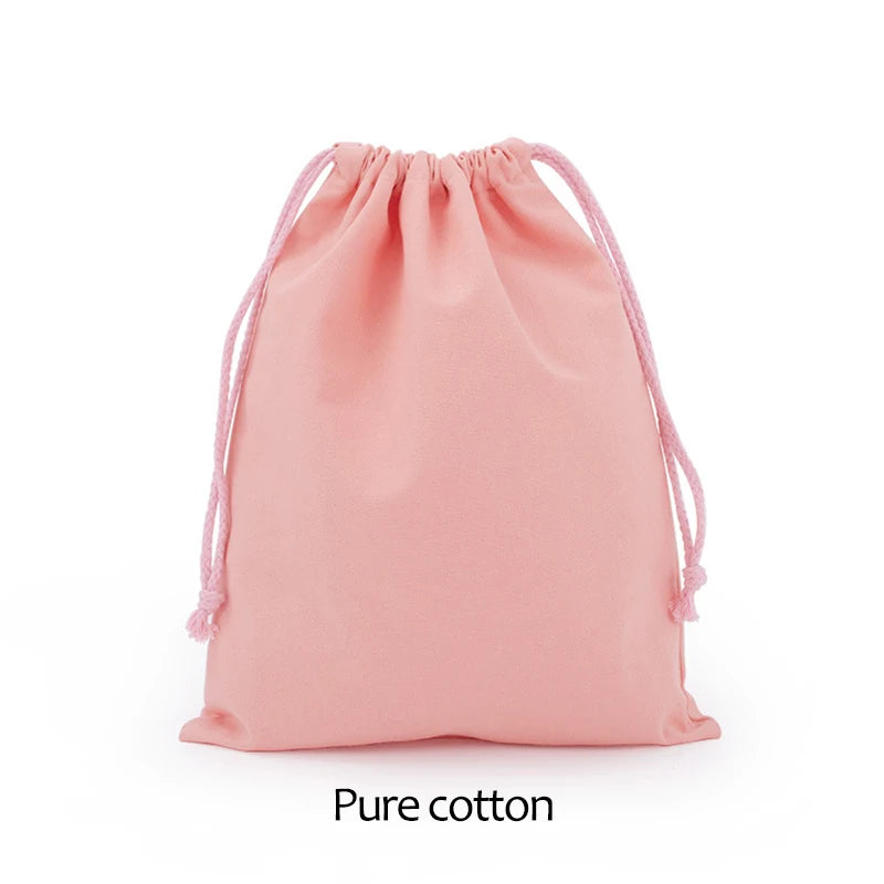 Cotton Drawstring Storage Bag White Canvas Bags for Candy Gift Package Pouch Reusable Home Sundries Organize Dustproof Sacks