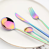 24pcs Stainless Steel Cutlery Set Knife Coffee Spoon Fork Dinnerware Set Mirror Durable Flatware Western Party Kitchen Tableware