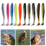 10Pcs 9cm T Tail Worm Soft Bait Plastic Fishing Soft Lure Paddle Tail Swim Baits for Bass Trout Freshwater Saltwater