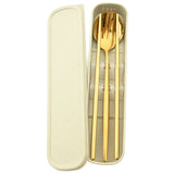 4pcs Stainless Steel Cutlery Set With Storage Box Black Gold Portable Cutlery Set For Home Kitchen Dining Household Tableware