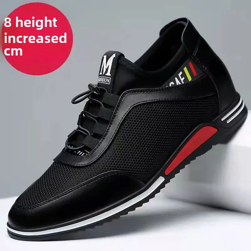 2024 Autumn New Casual Shoes For Men Fashionable Inside Increased High 6cm Lazy Shoes Rubber Shoe Sole Polyamide Leather Shoe