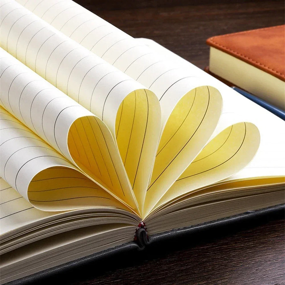 A5 Notebook Student Planning Efficiency Book Business Office Work Conference Notepad 360 Pages 100GSM Font Leather Cover