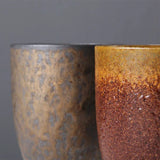 Japanese Vintage Tea Cup Set Ceramic Coffee Mug Rust Glaze Milk Cafe Cup with Wood Handle Water Cup Teacup Home Office Drinkware