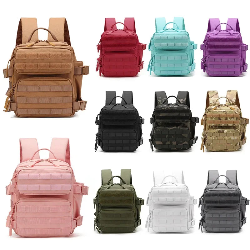 Mini Tactical Backpack for Women Camping Hiking Sports Gym Bag 9L Daily Travel Athlete Fitness Rucksack with Bottle Holder