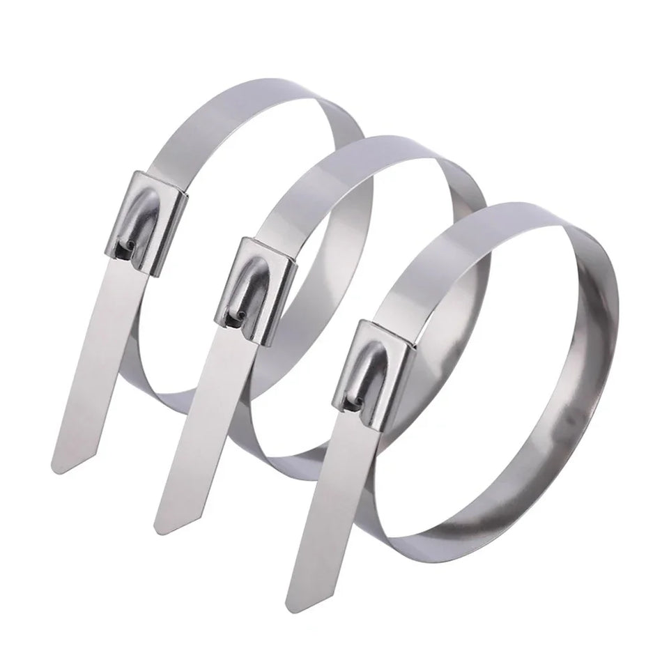 Metal Cable Ties Stainless Steel Self Locking Fastening Rings Heavy Duty Cables Tie Strap Exhaust Wrap Organizer For Home Office