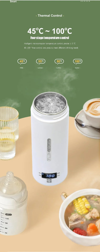 Portable Electric Kettles Tea Coffee Kettle Mini Travel Boil Water Stewable Keep Warm Appliances Thermo Anti-Scald Bottle
