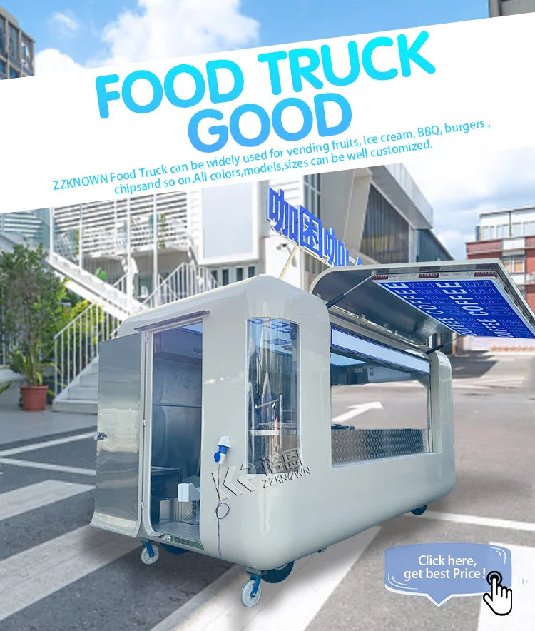 New Food Trailer Mobile Food Truck for Bakery Dairy Products Factory Ice Cream Cart Juice Coffee Kiosk Fully Equipped