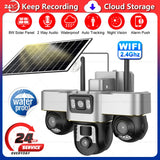V380 Pro Solar Camera 3 Lens WiFi Security Cameras Outdoor Smart Home Solaire Power PTZ IP 15MP Night Vision CCTV Surveillance