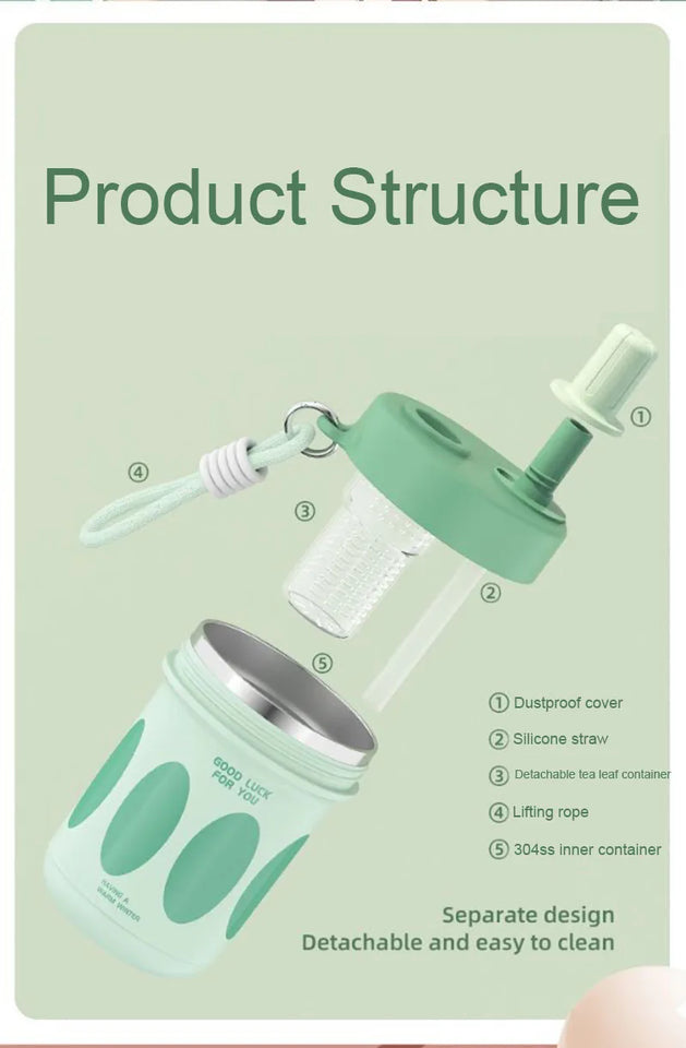 Stainless Steel Tea Cup with Infuser and lid 550ml Tea Office Mug Tumbler with Lids and Straws Portable Coffee Travel Mug Cups