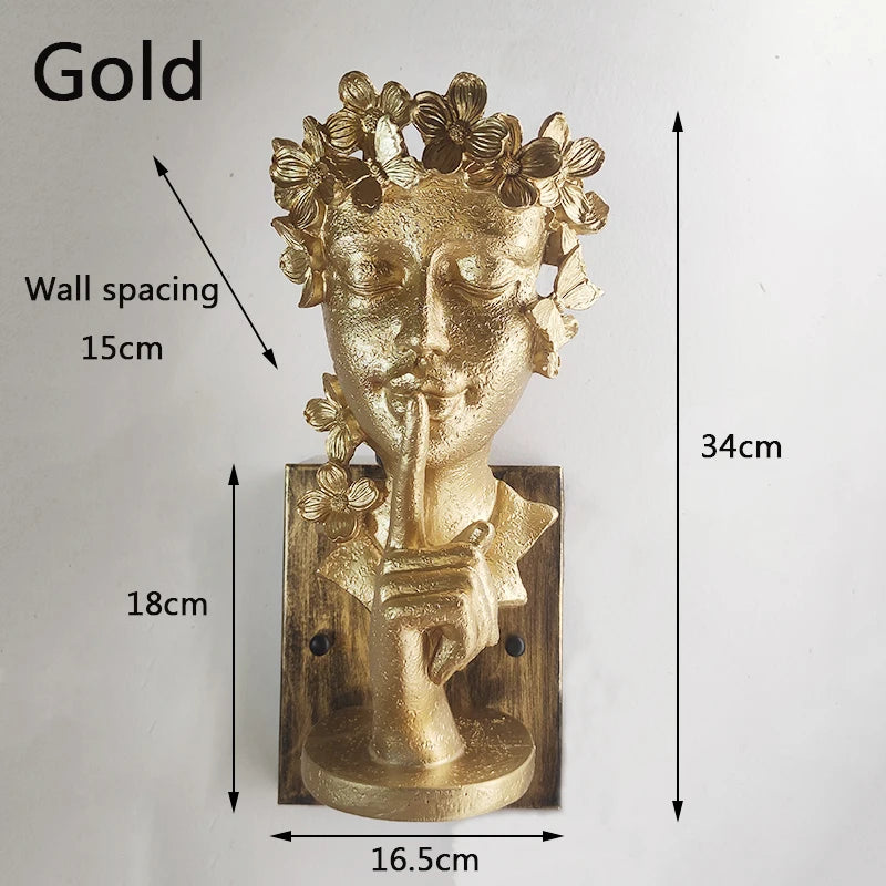Dropshipping Resin led Wall Lamp Modern Girl Portrait Wall Light Face Art Lamp Bedroom Living Room Home Decor Lighting Luminaria