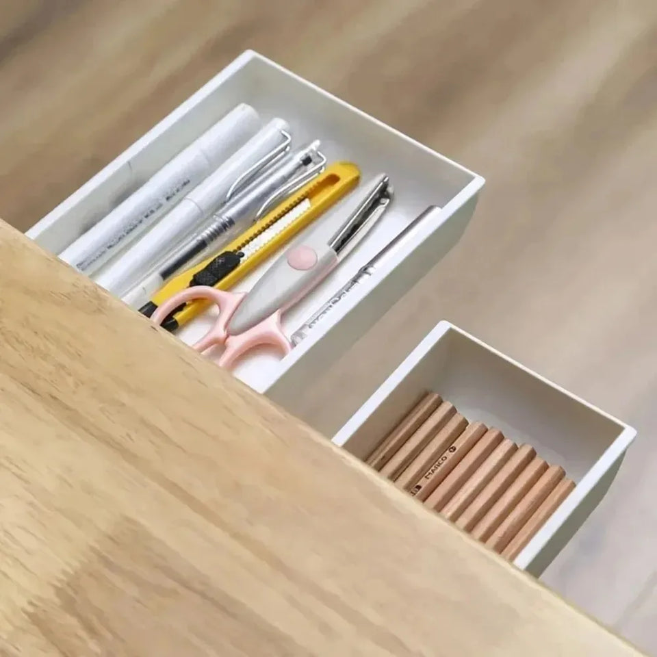 Hidden storage box, desk storage drawer, self-adhesive plastic desktop storage rack, simple clutter storage box