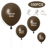 100Pcs Dark Brown Balloons Kit 5/10/12/18" Khaki Coffee Latex Balloon Garland Birthday Baby Shower Wedding Party Decoration