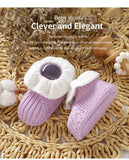Newborn Baby Shoes Knitted Infant Boy Girl Footwear 0-18M Fashion Patchwork Ruffles Children Bed Walk Boots Warm Shallow Autumn
