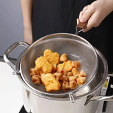 Stainless Steel & Wood Dual Handle Strainer Spoon. 30x17cm, for Pasta, Dumplings, Skimming, Durable