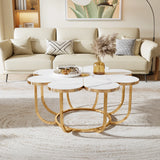 Tribesigns Faux Marble Coffee Table, White and Gold Flower-Shaped Accent Table for Living Room