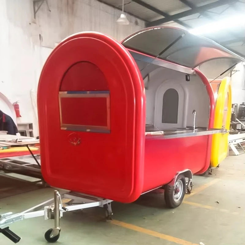 Commercial Multi-Functional Food Trailer Truck for Sale - Convertible BBQ Coffee Ice Cream Setup Galvanized Steel