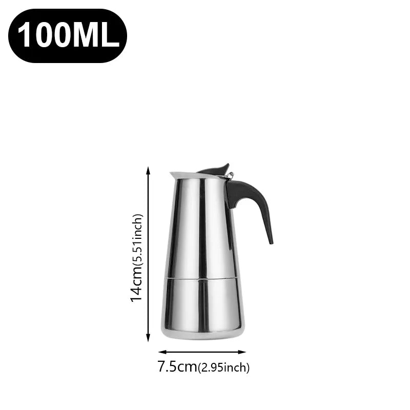 2/4/6/9/12 Cups Coffee Pot Mocha Espresso Latte Stovetop Filter Stainless Steel for Kitchen Moka Coffee Maker Coffee Maker Pot