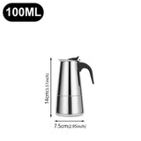 2/4/6/9/12 Cups Coffee Pot Mocha Espresso Latte Stovetop Filter Stainless Steel for Kitchen Moka Coffee Maker Coffee Maker Pot