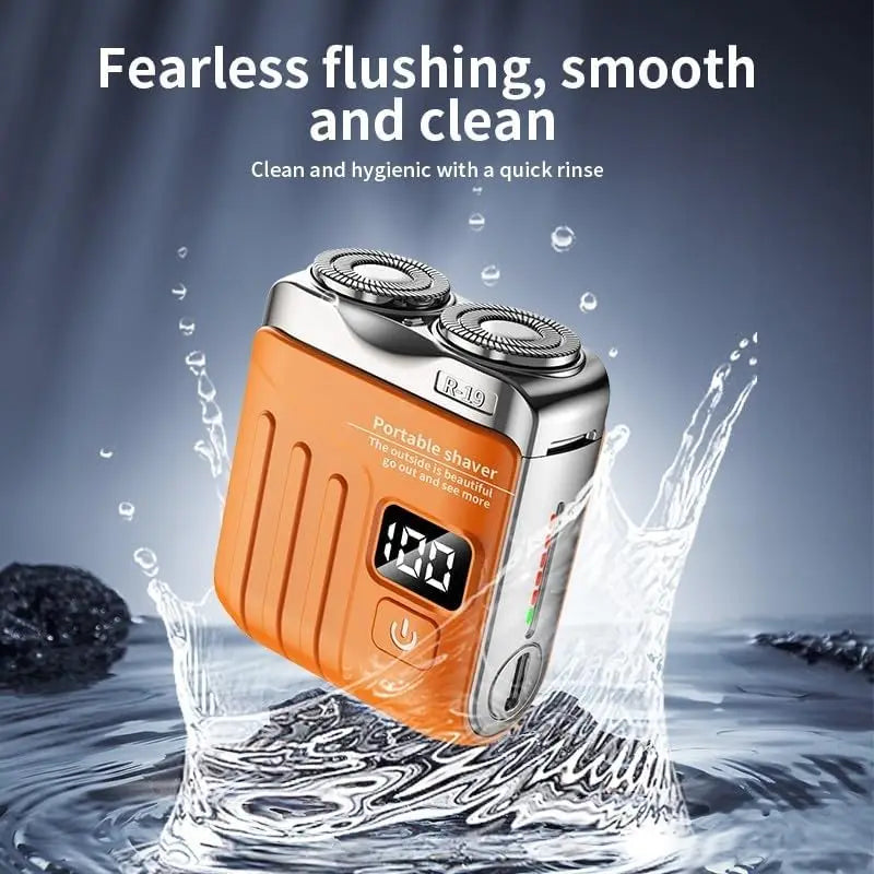 Portable Electric Shaver R-19, 9000 RPM German Motor, Wet & Dry Use, Magnetic Blades, 180 Days Battery Life, LED Display