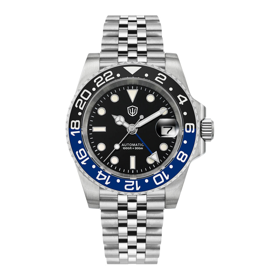 Watchdives WD16760 V2 GMT Watch NH34 Automatic Movement Sapphire Luminous Watches Stainless Steel 300m Waterproof Wristwatch
