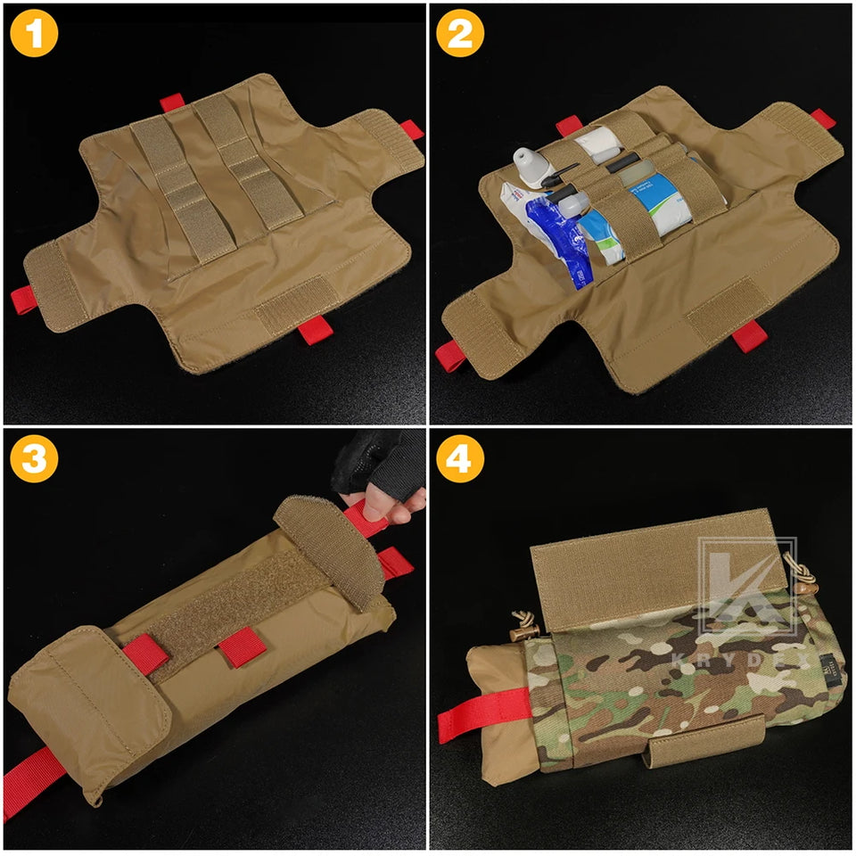 KRYDEX Tactical Roll Up Medic Pouch First Aid Trauma EMT IFAK Organizer Pouch Drop Dump Pouch for Vest Chest Rig Outdoor Gear