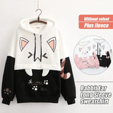 Harajuku Funny Women Hoodies 100% Cotton Winter Plus Fleece Cute Pink Anime Sweatshirt Teen Girl Kawaii Long Sleeve Y2K Hoodie