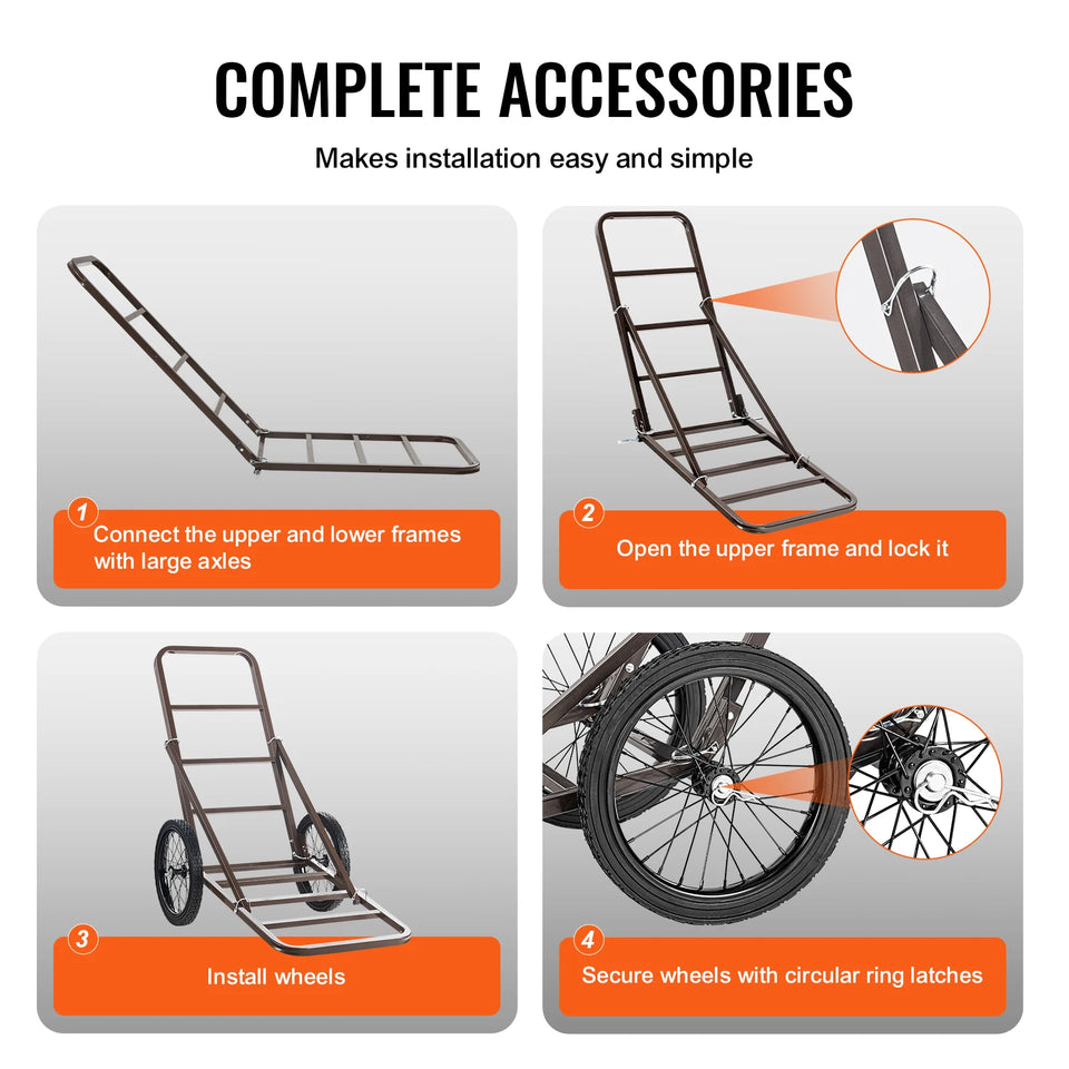 SucceBuy Deer Cart 300 LBS Capacity Folding Game Cart HeavyDuty Game Cart Accessories Utility Gear Dolly for Hunting Fishing