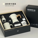 Hand Grinder Coffee Maker Set,Hand Grinder Set Gift Box,Moka Pot 6 Piece Set,with Cup,bean Bin,filter Paper and Bean Brush Spoon