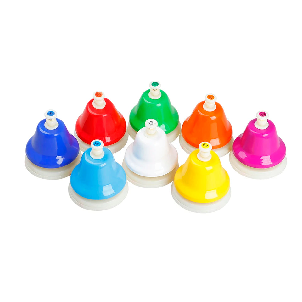 Orff Musical Instrument Set Handbell Colorful 8-Note Hand Bell Child Music Toy Baby Early Education Beautiful Christmas Gift