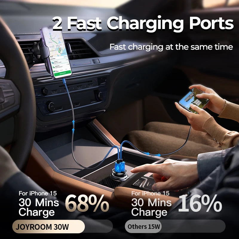 Joyroom 30W Car Charger Adapter PD QC3.0 Mini USB Charger Fast Charging Phone Charger for iPhone Samsung Galaxy Car Accessories