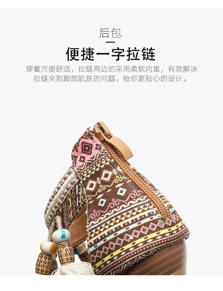 Summer New Women's Sandals Rome Bohemian Flow Su Flat Heel Soft Bottom Comfortable Anti slip Outerwear Tourist Vacation