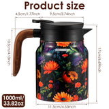 Vintage Floral Tea Thermos Stainless Steel Tea Kettle Drip-Proof Tea Pot With Tea Infuser Mini Thermo Coffee Pot Home Teaware