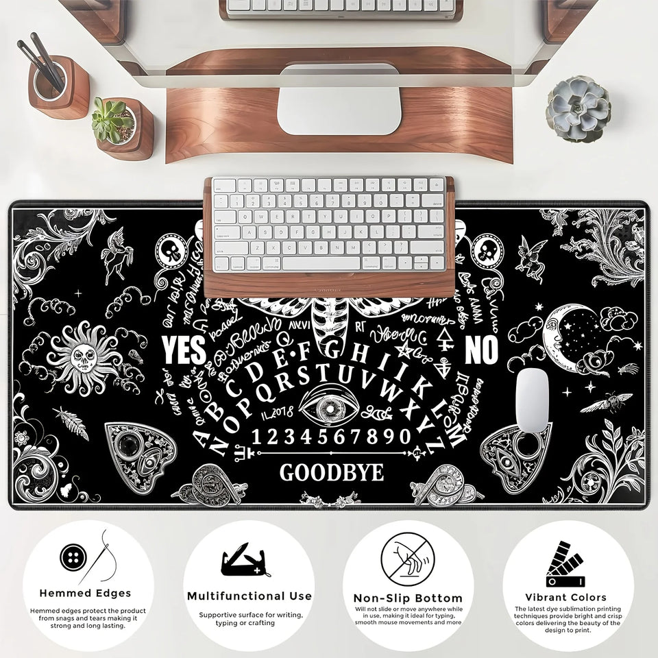 Large Mysterious Ghost Gothic Gaming Mouse Pad Black Anti Slip Rubber Desktop Accessories Mouse Mat Rug Desk Organizer Playmat