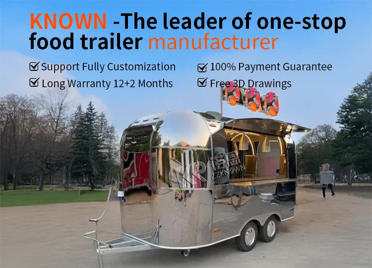 mobile food vending cart with multifunctional and spacious interior, serving as a portable kitchen trailer