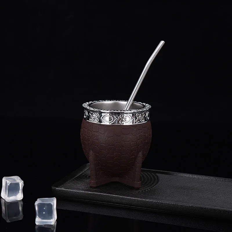 Creative Double Wall 260ml Stainless Steel Yerba Mate Tea Cup Tumbler Beer Pint Coffee Mug Gifts For Friend No Straw